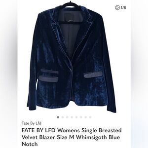 Navy Blue Velvet Blazer Fate by LFD